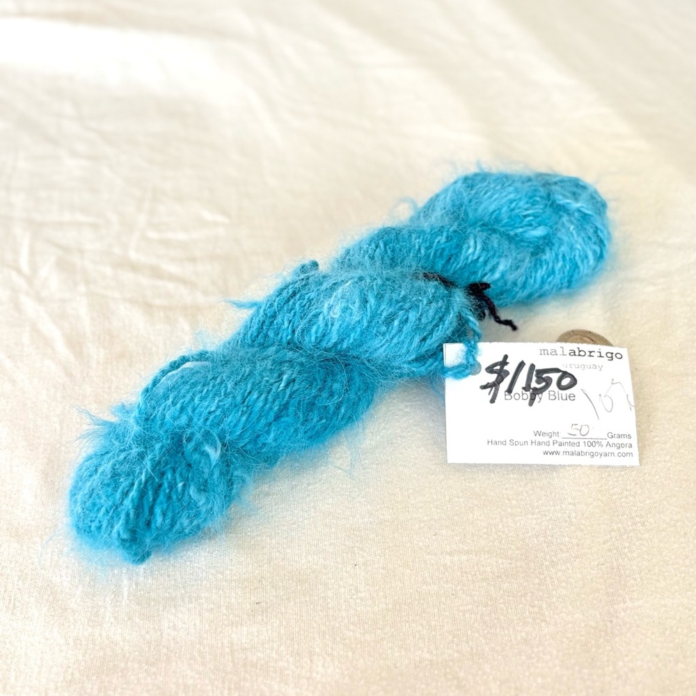 deadstock malabrigo angora yarn - bobby blue 50g nwt